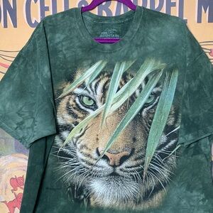 🐅Tiger Jungle The Mountain Green Tie-Dye Graphic T-Shirt